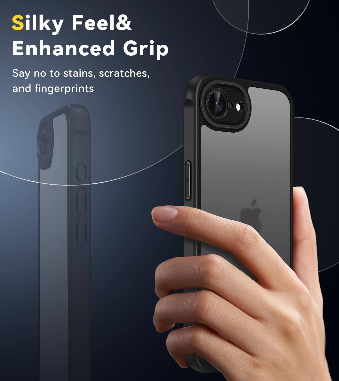 3-In-1 Case for Iphone 16E 6.1" 2025 with 2 Pack Tempered Glass Screen Protector [Military Grade Protection], Frosted Translucent Back Phone Cover- Matte Black