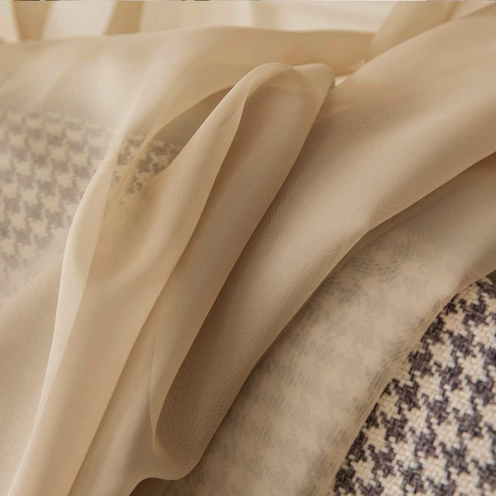 Window Scarf for Party Voile Curtain Scarf Sheer Window Valance Draping Fabric for Wedding Arch Ceremony Canopy Bed, Swag Curtain Window Treatment One Panel, 54 X 144 Inches Long, Brown