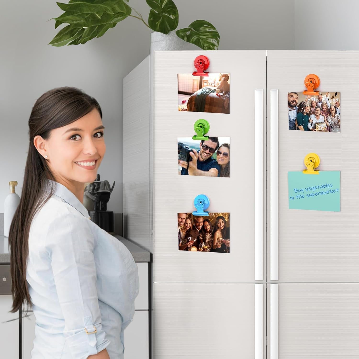 Set of 6 Magnetic Clips for Refrigerator and Whiteboard Organization and Decoration in Kitchen and Office