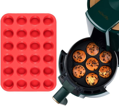 24 Cups Mini Muffin Pan, 7 Cups round Regular Muffin Pan for Air Fryer, Oven, Microwave