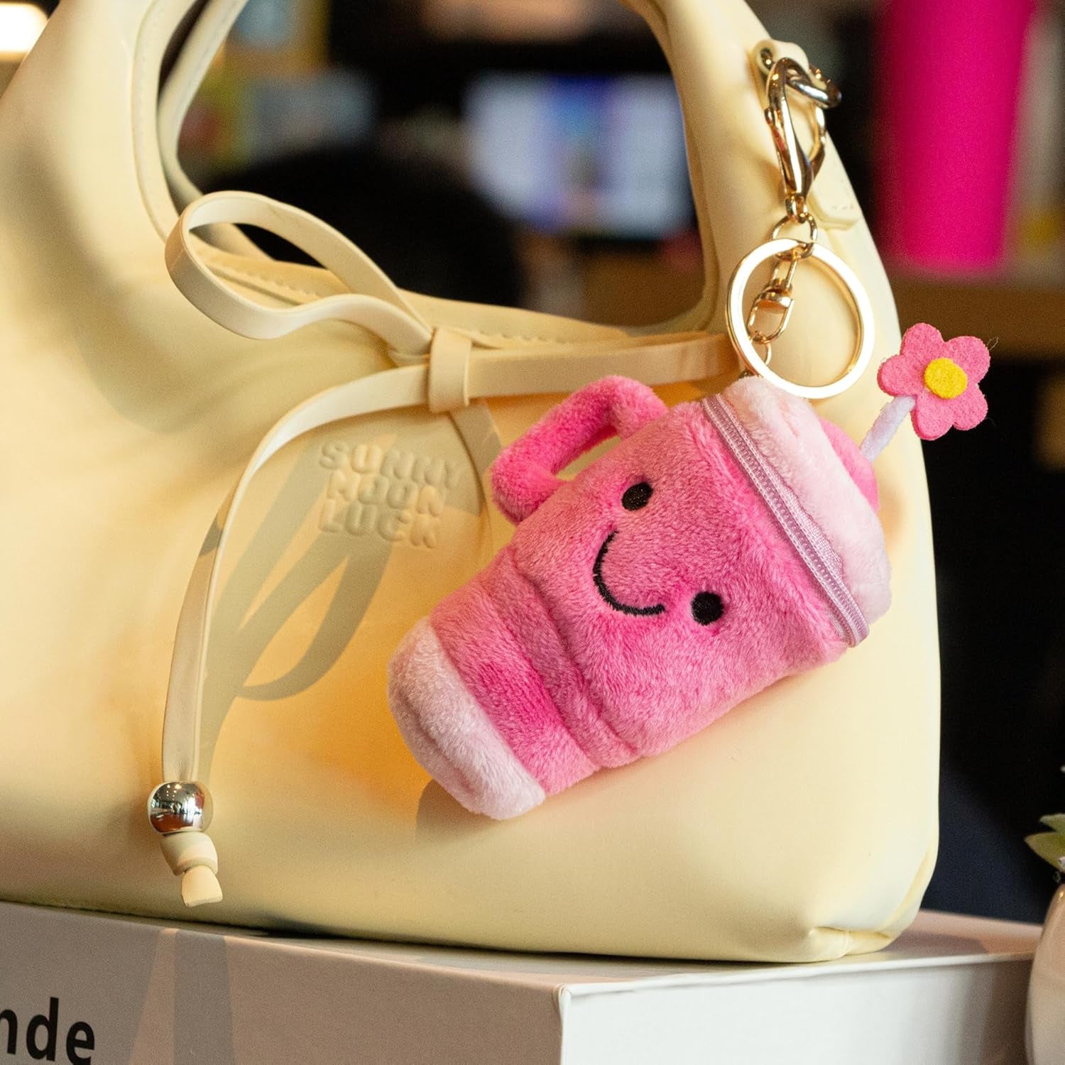 Plush Keychain Coin Purses, Chapstick Holder Key Chain Cute Kawaii Handmade Zipper Pouch, Bag Charms