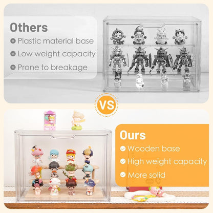 Blind Box Display Case, Acrylic Figures Display Case Clear for Collectibles, Birthday Gift, Stackable Storage Box with Magnetic Door Action