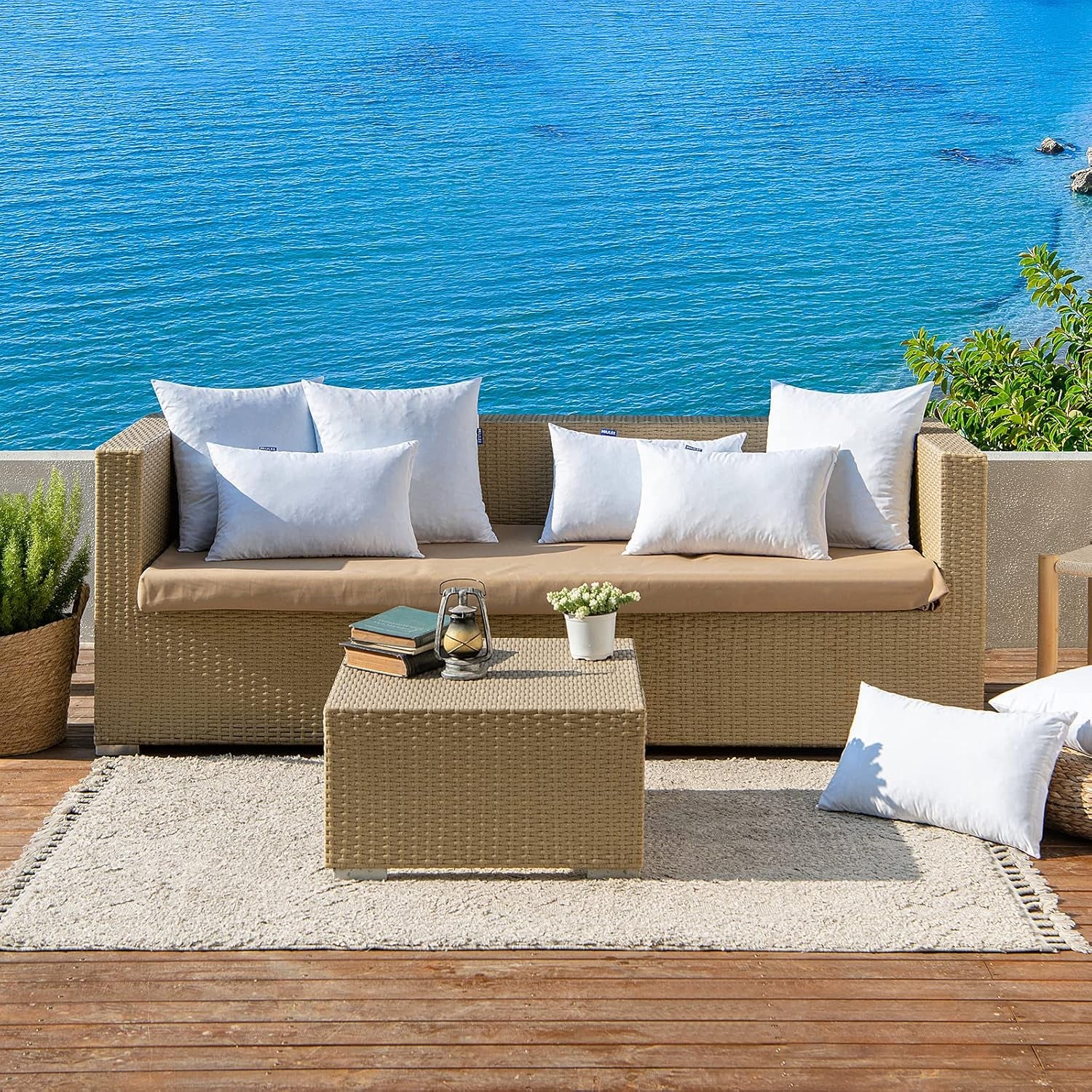 12 X 20 Outdoor Pillow Inserts - Set of 2 Premium Water Resistant Throw Pillows Shredded Memory Foam Cooling Filler - Lumbar Decorative Couch Stuffer Sham for Patio Funiture