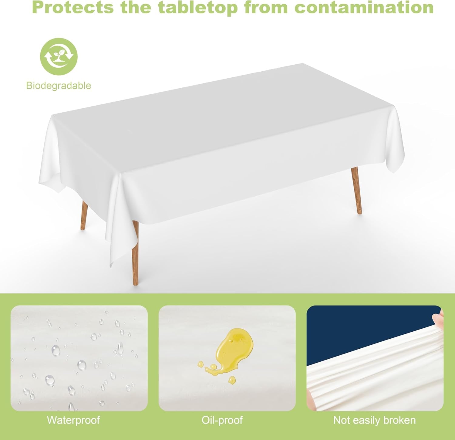 Plastic Tablecloth Disposable, 2 Pcs - 54" X 72" Table Cloth Rectangle Table, Waterproof, Suitable for Parties, Picnics, Weddings, and Camping(Black)