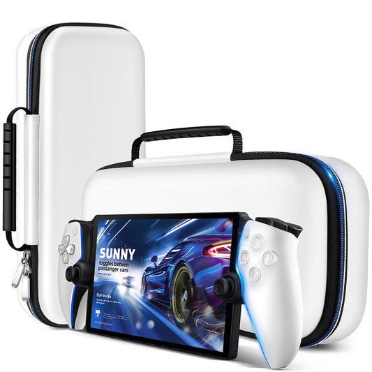 Carry Case for Playstation Portal Remote Player for PS 5 Console Holds Accessories, Portable Hard Shell Pouch Anti-Drop Travel Bag with Protective Storage Mesh Pocket,Travel Friendly, White