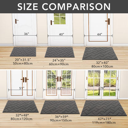 Indoor Absorbent Doormat, Odor-Free and Non-Slip, 20" x 31.5", Low-Profile Washable Floor Mat for Entryway (Grey)