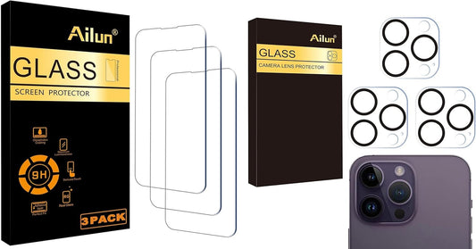 Iphone 14/14 Pro [6.1 Inch] Screen Protector 3 Pack and Camera Lens Protector 3 Pack for Iphone 14/14 Pro Max