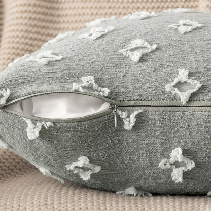 Set of 2 Decorative Throw Pillow Covers Rhombic Jacquard Pillowcase Soft Square Cushion Case for Couch Sofa Bed Bedroom Living Room, 18X18 Inch, Light Grey