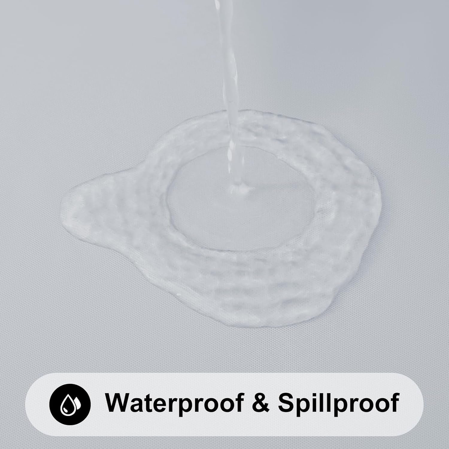 Elastic Fitted Flannel-Backed Vinyl Tablecloth for 6ft Folding Tables, Waterproof and Wipeable, Ideal for Indoor and Outdoor Use (Light Grey, 30" x 72")