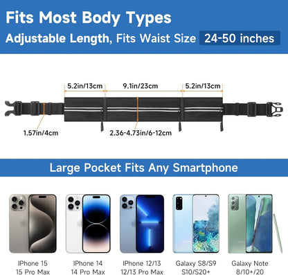 2 Pack Running Belt for Women Men, Running Essentials, Phone Holder for Running, Slim Waist Belt, Money Belt, Waterproof Fanny Pack, Running Accessories, Gym Belt, Belt Bag
