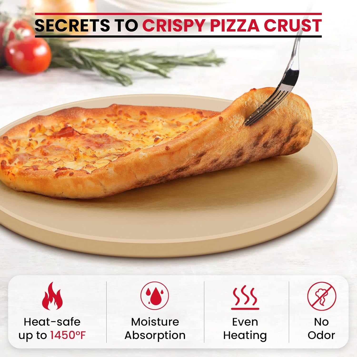 Small Pizza Stone 10.25 Inch for Oven and Grill, round Baking Stone, Thermal Shock Resistant Cordierite Oven Pan with Plastic Dough Scraper, Ideal for Cooking Pizza, Bread