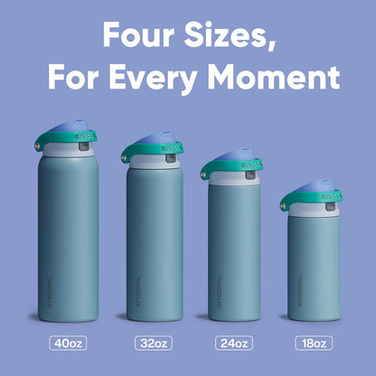 Insulated Stainless Steel Water Bottle with Straw - Leak Proof Sports Water Bottle for School, Travel, Keeps Cold All Day, One-Touch Flip Lid, Bpa-Free, 24 Oz, Teal Blue