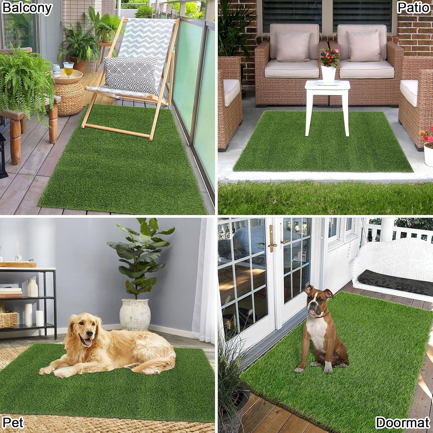 Artificial Grass Rug 18"X29.5" Outdoor Fake Grass Mat Doormat Grass Turf Rugs with Drainage Holes Grass Pad for Dogs Patio Balcony Yard Lawn Decor