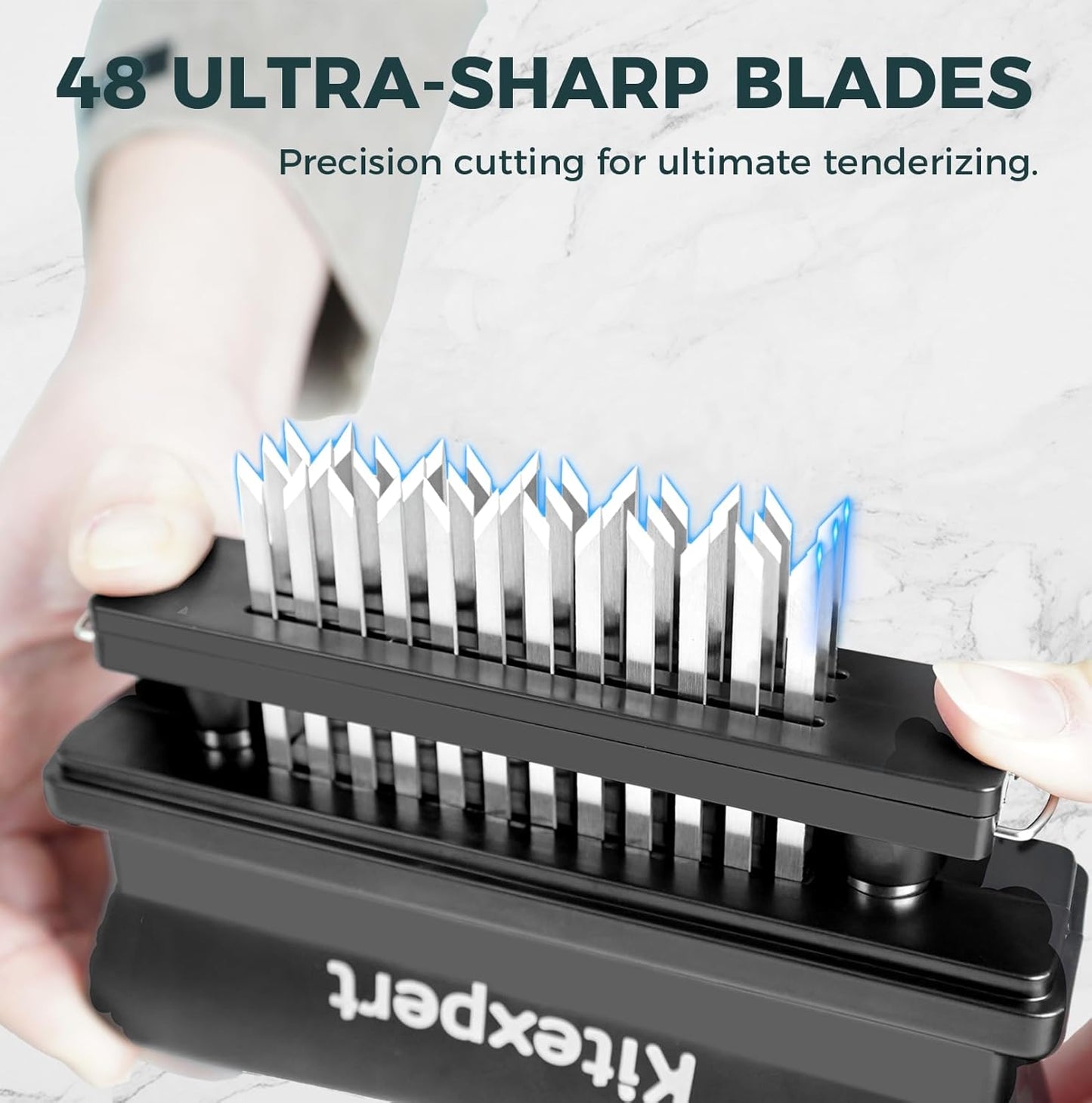 Meat Tenderizer 48 Ultra Sharp Blades Meat Tenderizer Tool with Stainless Steel Needle, Detachable Base for Easy Cleaning, Heavy Duty Tenderizer for Chicken, Steak