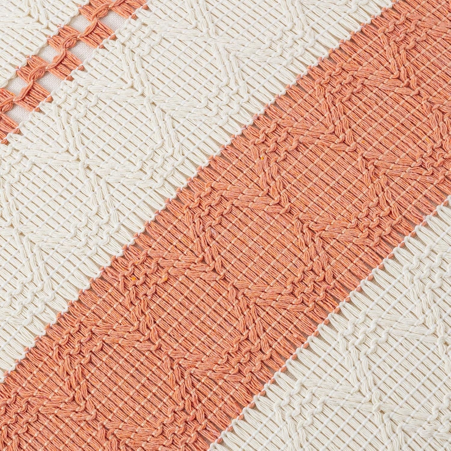 Set of 1 Boho Coral Lumbar Decorative Throw Pillow Cover 12X20 Inch for Couch Bed Sofa Chair, Modern Organic Farmhouse Home Decor, Soft Cotton Cute Accent Rectangle Cushion Case