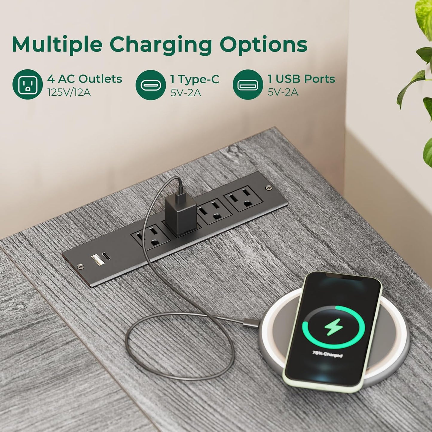 L-Shaped Office Desk with Power Outlets, 47-Inch Computer Desk Featuring 3 Drawers and Shelves for Gaming, Home Office, and Study - Grey