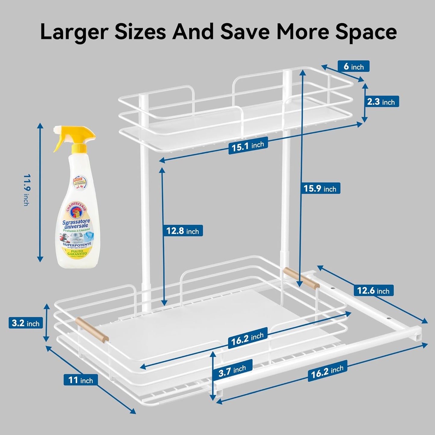 under Sink Organizers and Storage, Pull Out Bathroom Kitchen Cabinet Organizers and Storage, 2-Tier White under Sink Shelf Organizer under Counter Storage Organizer