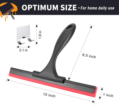Shower Squeegee for Glass Doors Stainless Steel Squeegee for Shower Glass Door All-Purpose Window Squeegee for Tile Shower Walls, Sink, Mirror, Bathroom, Car Window Cleaning 10 Inches