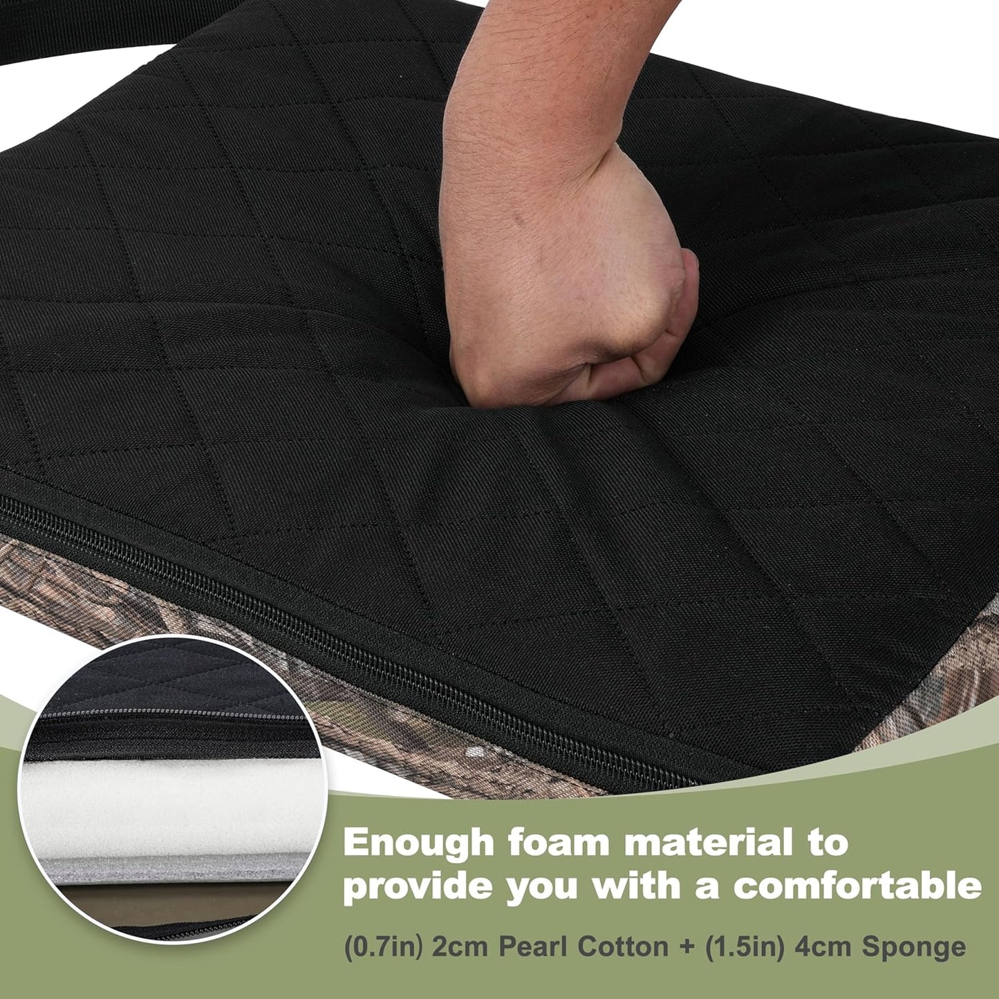 1PCS Portable Hunting Seat Cushion, 16.5 X 14.1 X2.3In Thickening Lightweight Outdoor Cushion, Waterproof Sponge Dirty Proof Pad for Hunting, Camping, Stadium, Outdoor Sports(Reed Camouflage)