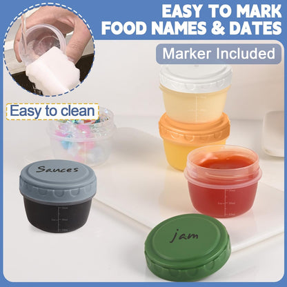 12Pcs 2 Oz Salad Dressing Container, Reusable Condiment Containers Sauce Cups with Leak-Proof Lids, Small Plastic Food Storage Dip Containers for Lunches, Freezer, Microwave & Dishwasher Safe