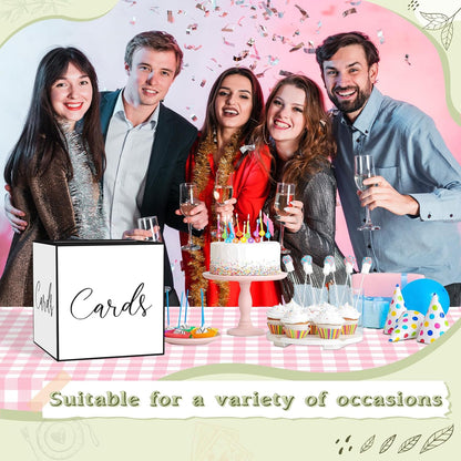White and Black Card Box for Parties, Weddings, Birthdays, Bridal & Baby Showers, Anniversaries, Graduations & Retirements Party Decorations – Cards, Raffle, Wishes & Money Card Boxes