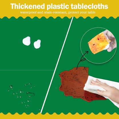 Green 6 Pack Plastic Table Cloth 54" X 108", Disposable Tablecloths Rectangle Table Cover, Plastic Tablecloth for Parties