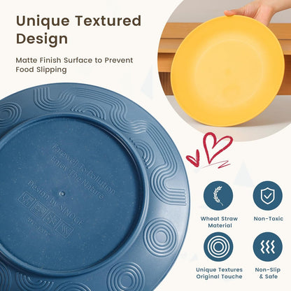 40-Piece Premium Wheat Straw Dinnerware Set for 8 - Unbreakable Plates, Bowls, and Cups - Dishwasher and Microwave Safe Kitchen Dishes - Multi-Color