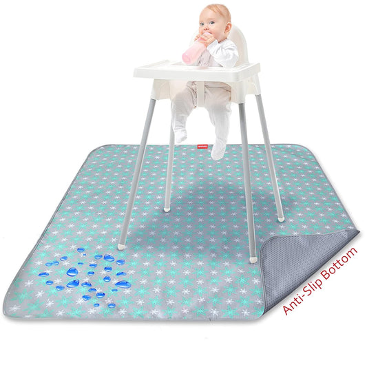 Splat Mat for under High Chair Mat, Mealtime Baby Art/Crafts/Playtime, anti Slip Waterproof Splash Machine Washable Portable Picnic Floor Feeding Table Cloth, 42X46 Inch