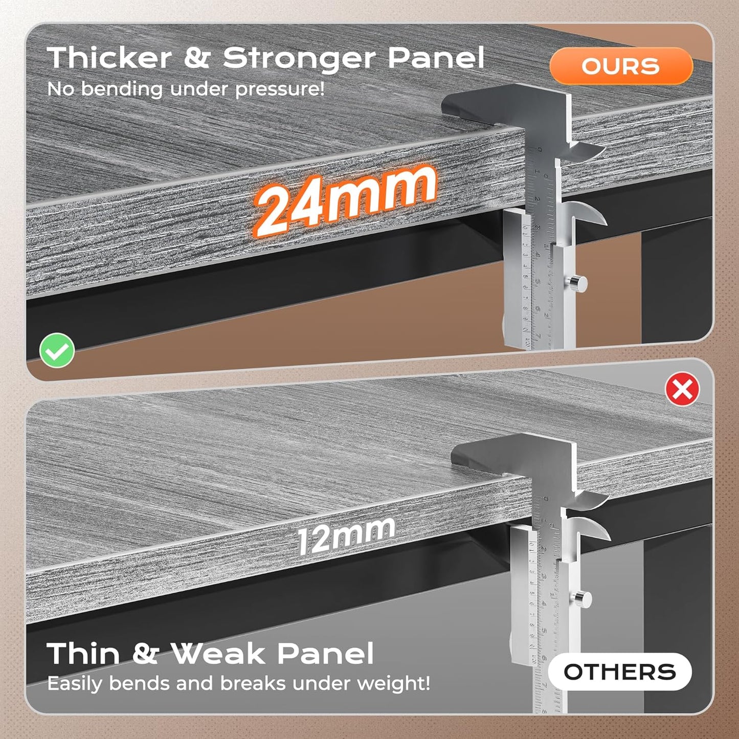 63-Inch L-Shaped Desk with Integrated Power Outlets and USB-C Port, Reversible Design, Spacious Corner Gaming and Office Desk, 0.95-Inch Thick Desktop, Sturdy Metal Frame, Ideal for Home Office and Study, Grey