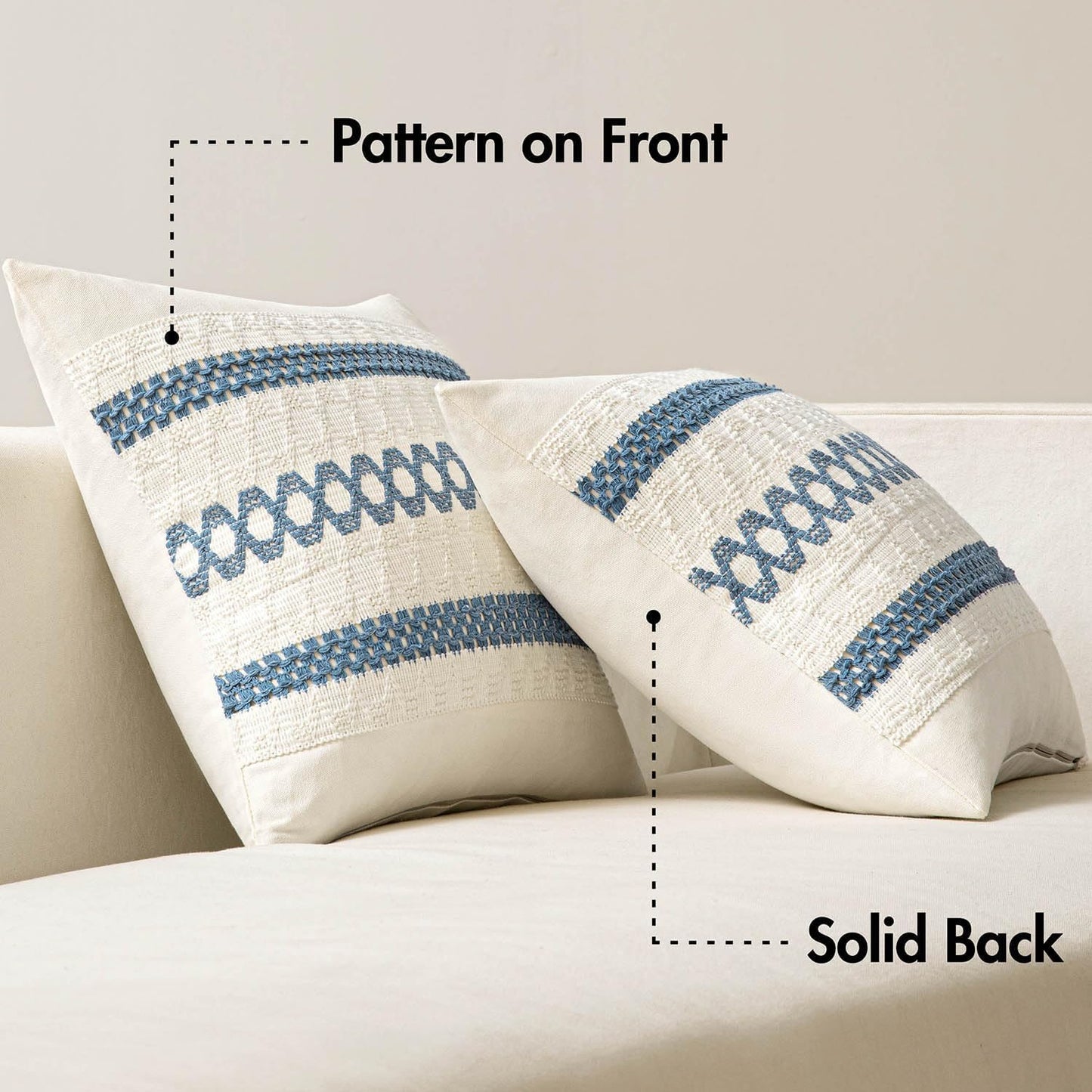 Set of 2 Coastal Blue Boho Decorative Lumbar Pillow Covers 12X20 Inch Farmhouse Rustic Couch Throw Pillows Modern Summer Cushion Covers Retro Cute Macrame Woven Home Decor for Bed Sofa Chair