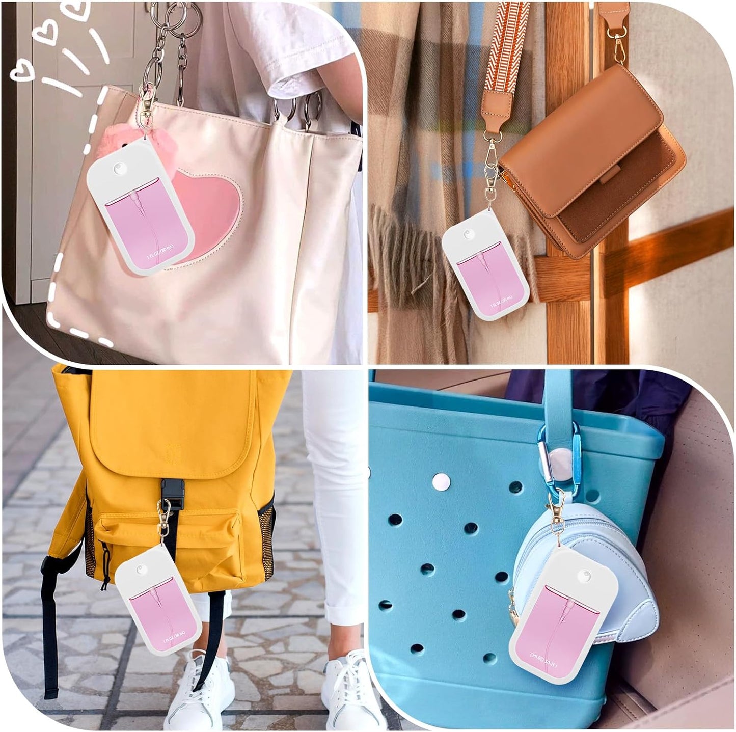 Hand Sanitizer Spray Case for Touchland,Silicone Case with Keychain for Power Mist and Glow Mist1 Fl Oz(White),Travel Size