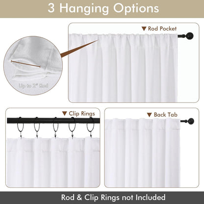 Chenille White Kitchen Curtains 36 Inch Length, Light Filtering Luxury Short Cafe Curtains, Velvet Rod Pocket Half Window Curtain for Bathroom Basement RV Camper, 30Wx36L Inch, 2PCS