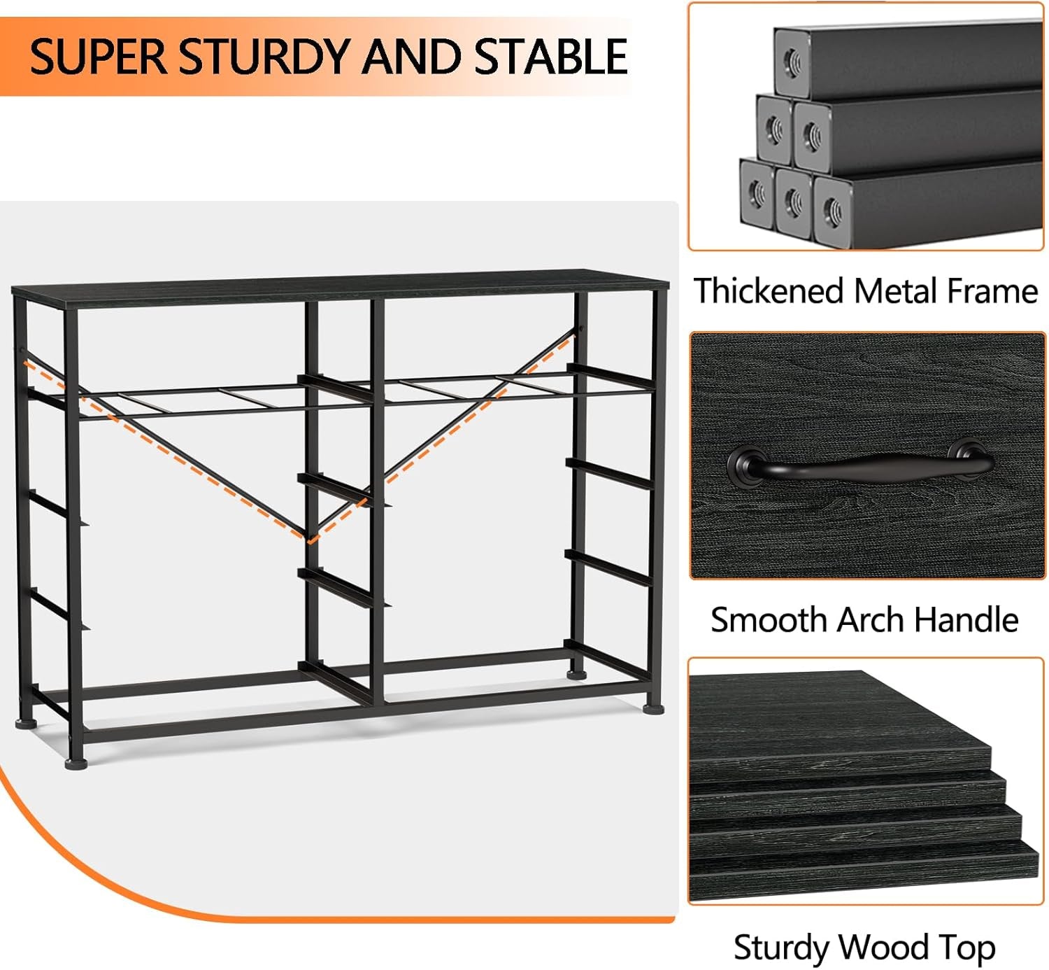 Black Oak Bedroom Dresser and TV Stand Entertainment Center with 10 Fabric Storage Drawers and Sturdy Metal Frame for Living Room and Entryway