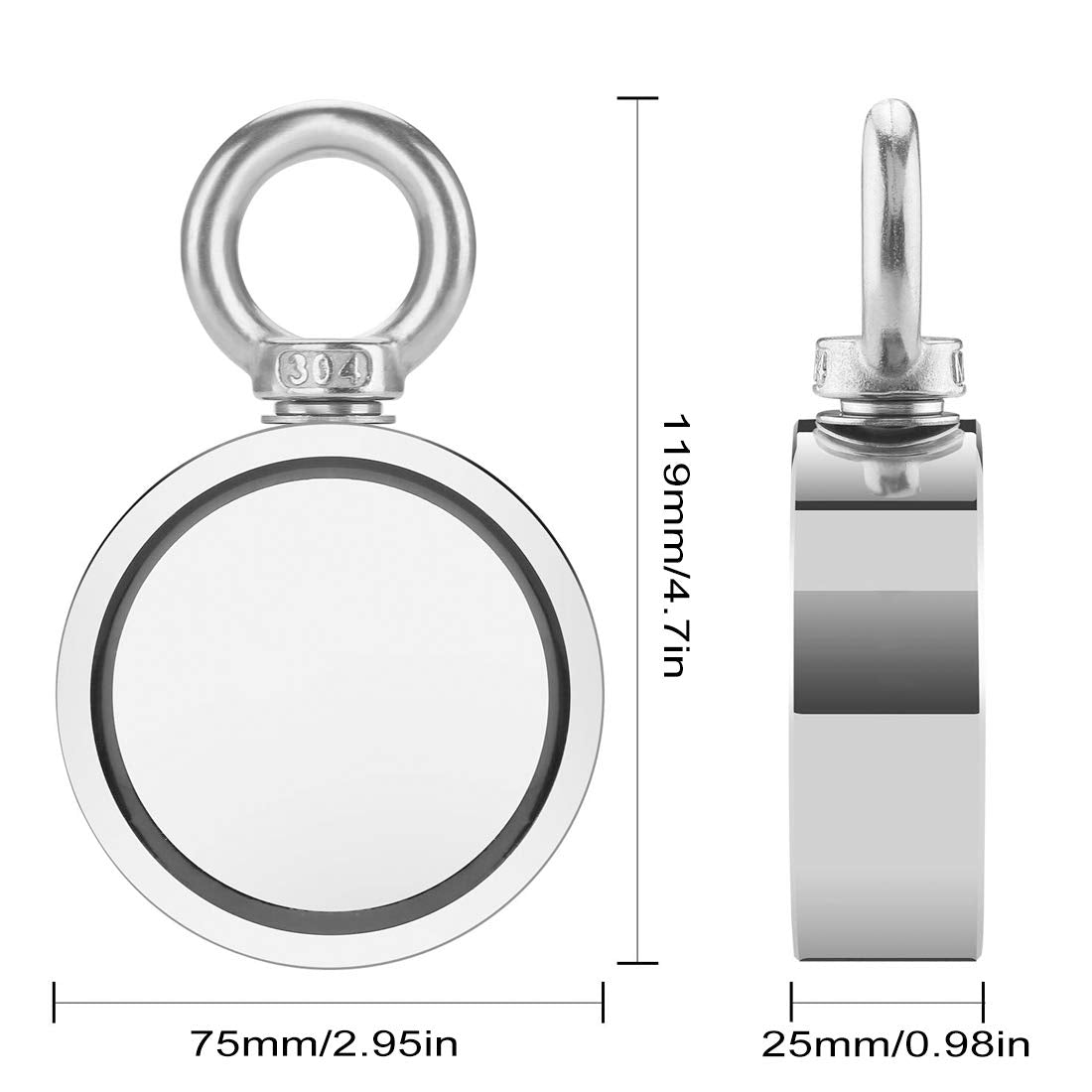 Heavy-Duty Neodymium Magnet Fishing Kit with 1000LBS Pulling Force, Double-Sided Magnets, 20M Durable Rope, and Protective Gloves