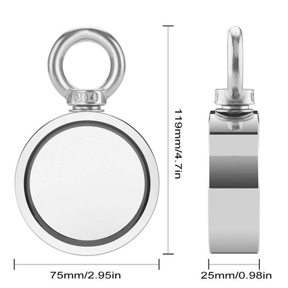 Heavy-Duty Neodymium Magnet Fishing Kit with 1000LBS Pulling Force, Double-Sided Magnets, 20M Durable Rope, and Protective Gloves