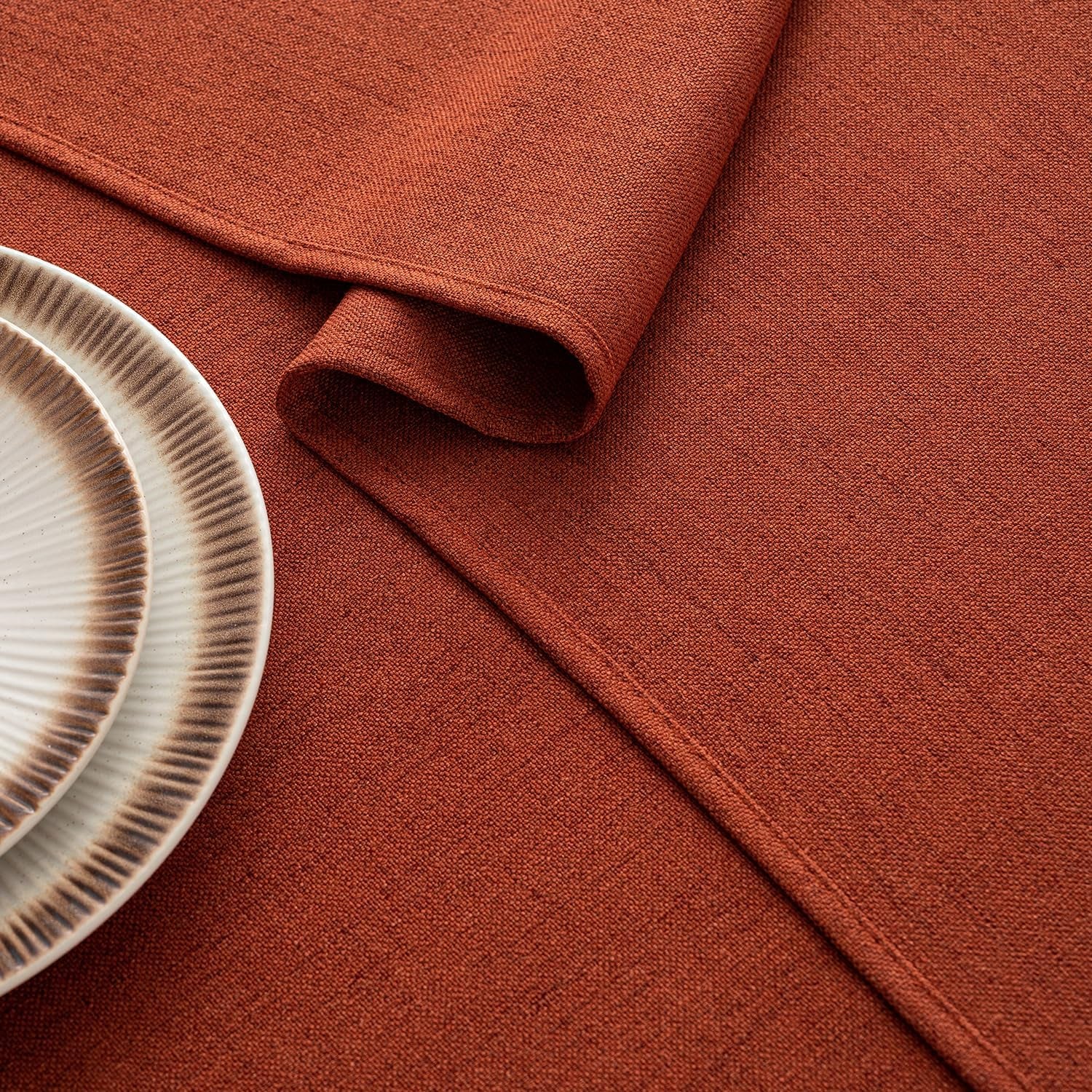 Burnt Orange Linen Tablecloth 52X70 Inch Rectangle Table Cloth Waterproof,Stain Resistant & Wrinkle Resistant for Dining Party Wedding