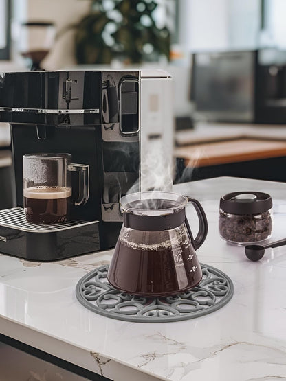 3 Set Silicone Trivet Mats, Multi-Use Carved Trivet Mat, Insulated Non-Slip Durable Kitchen Mats, Flexible Modern Kitchen Table Mat, for Hot Dishes, Pots, Dining Countertop, Grey, STM413H