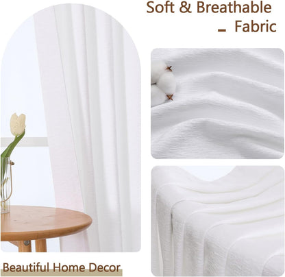 Chenille White Kitchen Curtains 36 Inch Length, Light Filtering Luxury Short Cafe Curtains, Velvet Rod Pocket Half Window Curtain for Bathroom Basement RV Camper, 30Wx36L Inch, 2PCS