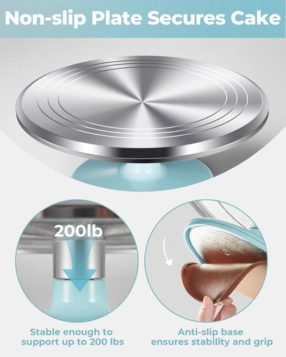 Aluminium Alloy Revolving Cake Stand 12 Inch Rotating Cake Turntable for Cake, Cupcake Decorating Supplies