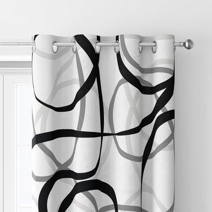 Black Grey White Geometric Curtains 2 Panels Sets Abstract Line Modern Art Pattern Window Treatments Room Darkening Heat Blocking Elegant Curtain Decor for Living Room Bedroom 52X84 Inches