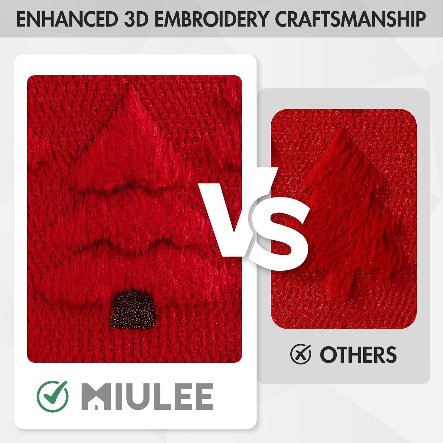 Christmas Tree Decorative Pillow Covers Faux Fur Wool Throw Pillows Soft Plush Cushion Covers Set of 2 Xmas Home Decor Winter Holiday for Sofa Couch Livingroom Bed 18X18 Inch Red