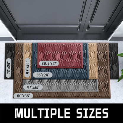 Door Mat outside Entrance, 29.5X17 Inch, All-Season Indoor Outdoor Welcome Mat, Heavy Duty Natural Rubber, Non-Slip, Resist Dirt, Stain and Fade Resistant, Low Profile, Easy Clean Patio, Red