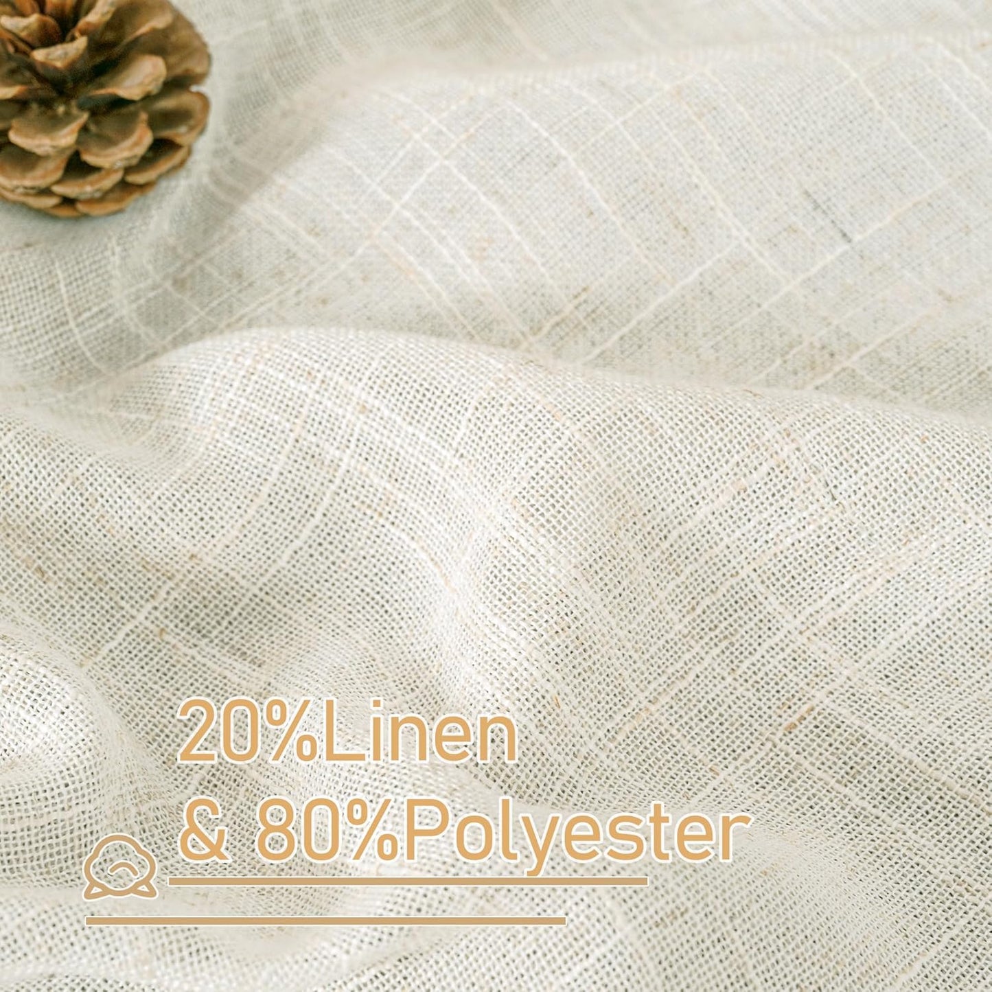 Linen Semi Sheer Curtains 63 Inch Length 2 Panels, Light Filtering Neutral Window Bedroom Curtains Farmhouse Boho Bronze Grommet Drapes for Kitchen/Living Room, Cream, 34 X 63 Inch