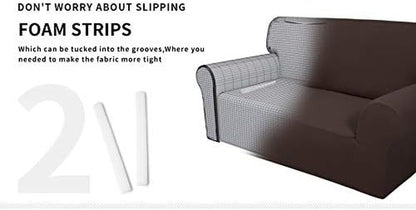 Fleece Stretch Sofa Slipcover Spandex Non-Slip Soft Couch Sofa Cover, Washable Furniture Protector with Anti-Skid Foam and Elastic Bottom for Kids, Pets(Sofa, Chocolate)