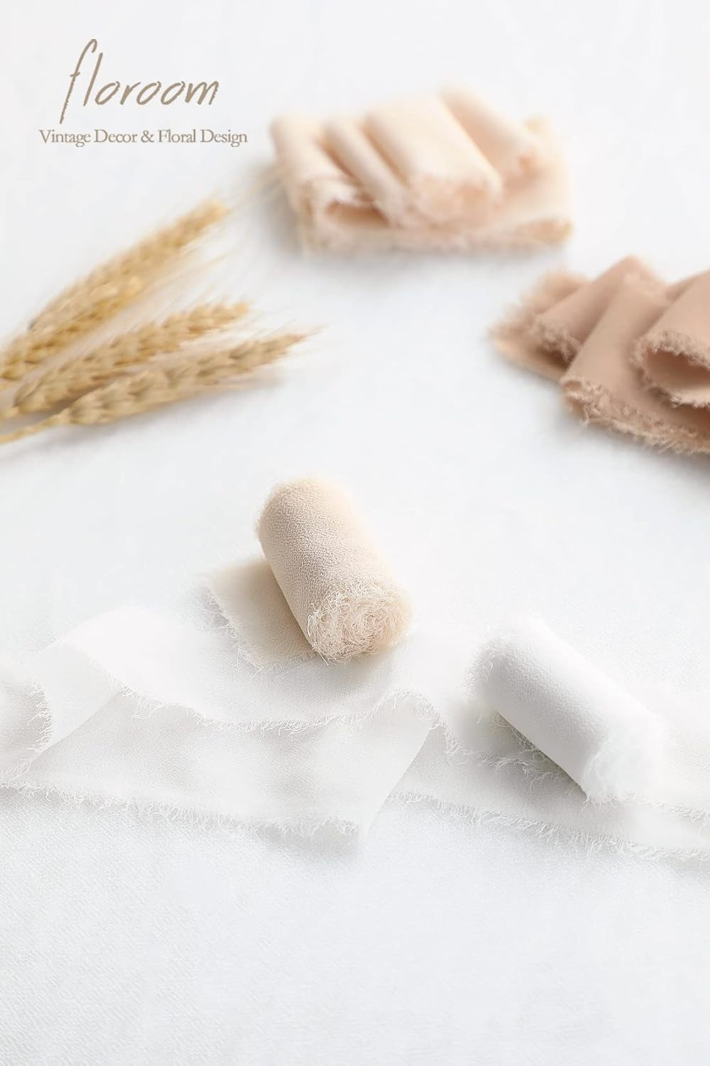 Handcrafted Ombre Chiffon Silk Ribbon for Wedding Invitations, Bridal Bouquets, Gift Wrapping, Decorations, DIY Crafts, Ballet Nude