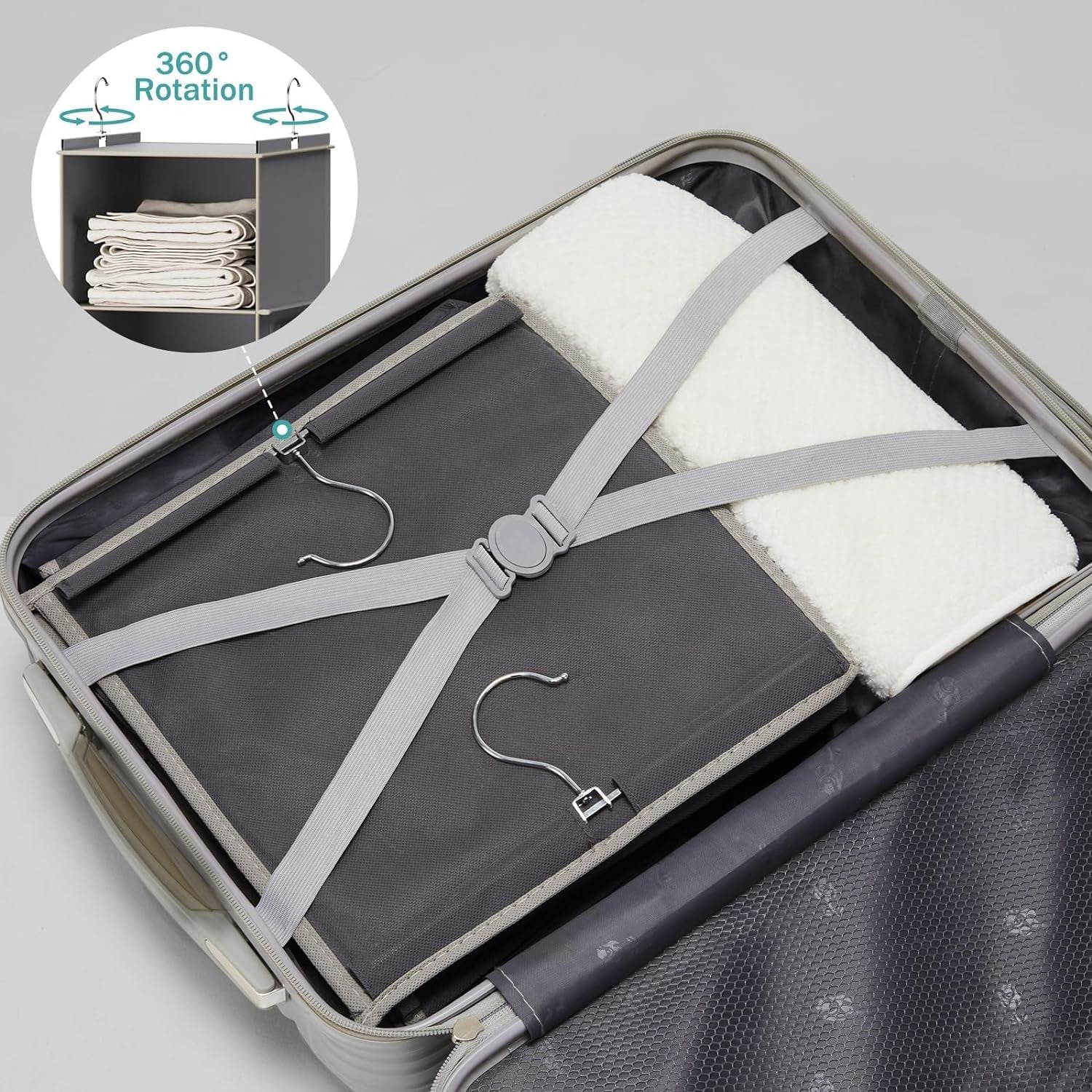 Hanging Closet Organizer and Storage, 6-Shelf Closet Hanging Storage Shelves, Grey