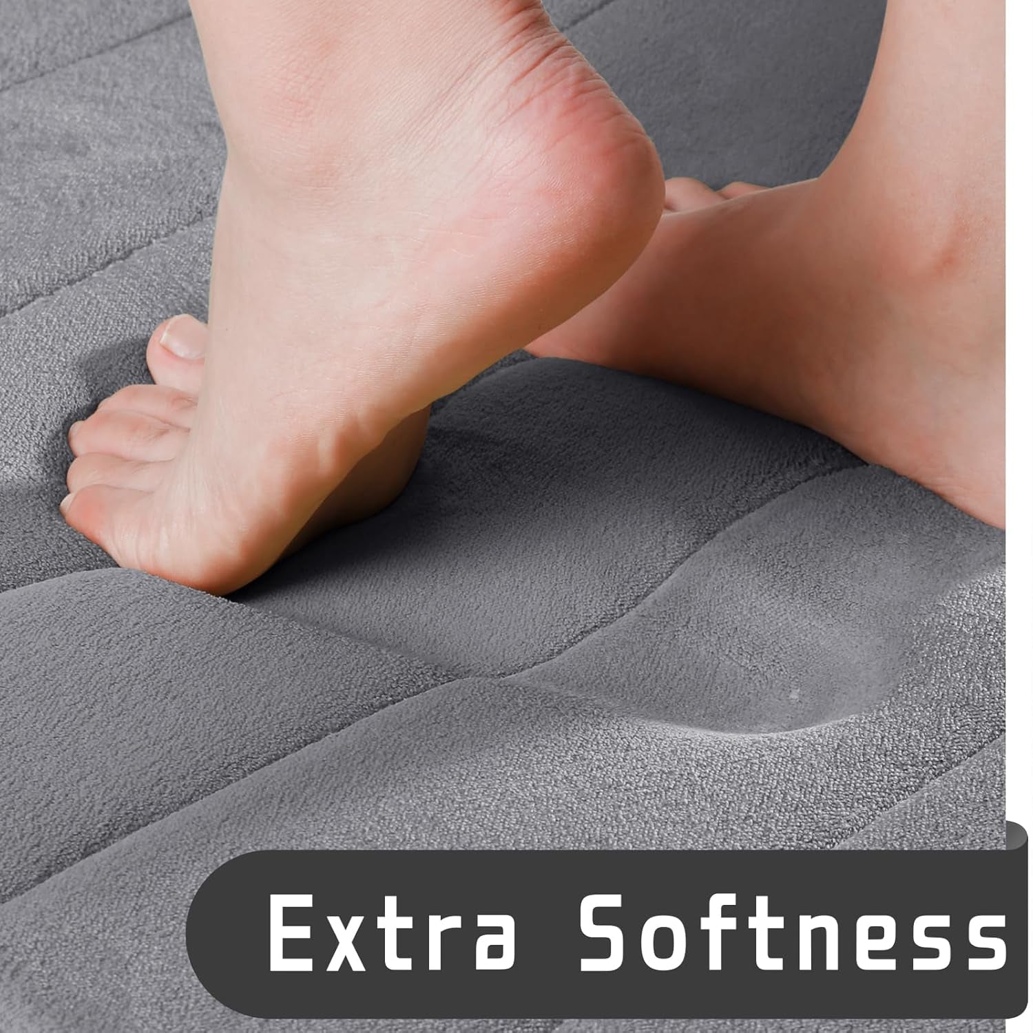 Memory Foam Bathroom Rugs Sets 2 Piece - Super Soft Absorbent Quick Dry Bath Mat Set, Machine Washable Non Slip Floor Carpet for Tub Shower & Single Sink (17X24 & 31.5X20 Inch, Gray)