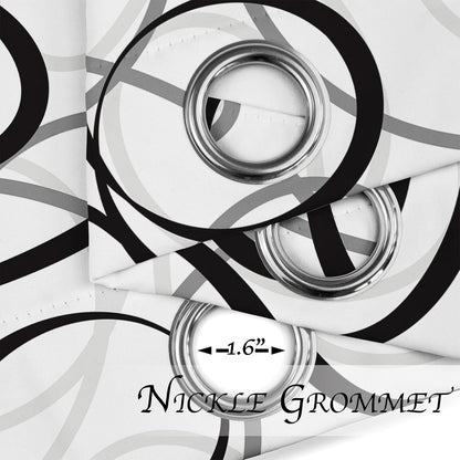 Black Grey White Geometric Curtains 2 Panels Sets Abstract Line Modern Art Pattern Window Treatments Room Darkening Heat Blocking Elegant Curtain Decor for Living Room Bedroom 52X84 Inches