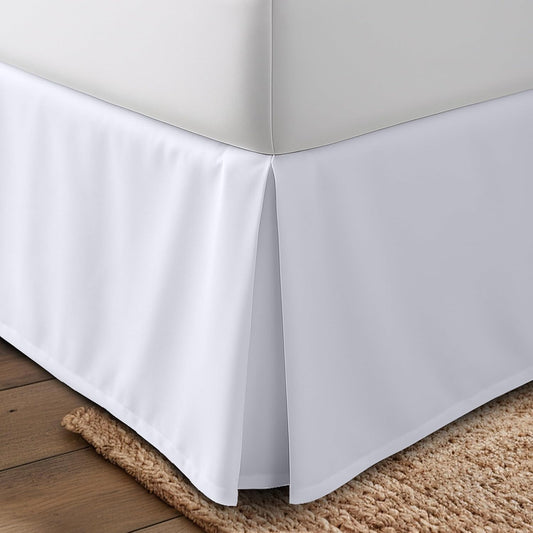 Queen Bed Skirt - Soft Quadruple Pleated Ruffle - Easy Fit with 16 Inch Tailored Drop - Hotel Quality, Shrinkage and Fade Resistant (Queen, White)