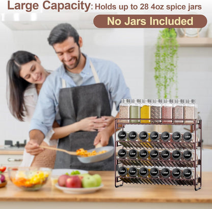 4 Tier Spice Rack Organizer for Cabinet, Detachable Spice Rack for Countertop, Freestanding Spice Organization for Cabinet, Seasoning Organizer for Kitchen Pantry (13.4" Wx11.2 H, No Jars)